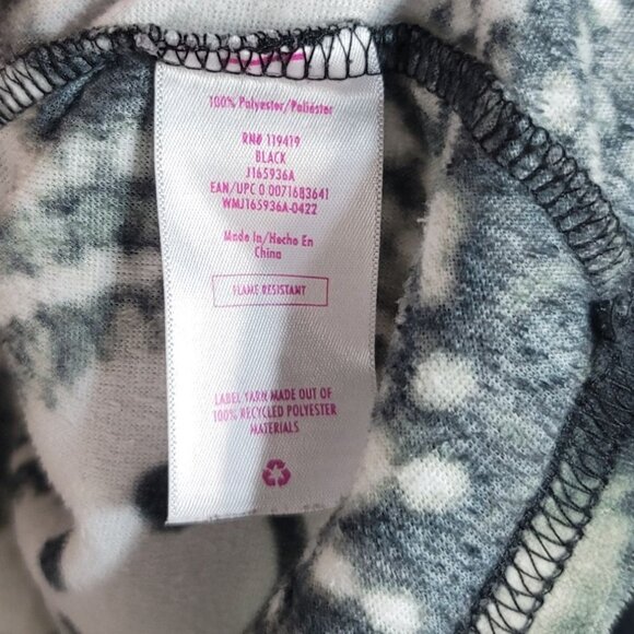 Justice Pajama Set Black White Small Long Sleeve Top PullOn Shorts TieDye Smiley - Picture 7 of 10